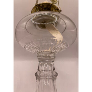 Vintage Lamp Light Farms Oil Kerosene Lamp Footed Clear Glass 18" Tall